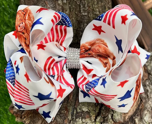 4th of July Cow Print Bow