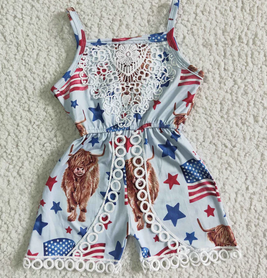 4th of July Cow Romper